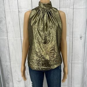 Helene St. Marie (10) American VINTAGE 90s Womens Metallic Gold Turtleneck Top